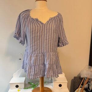 ❤️beachlunchlounge Light Blue Striped Blouse
